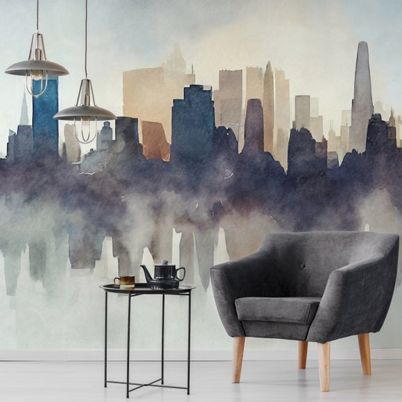 Abstract Cityscape Wall Mural