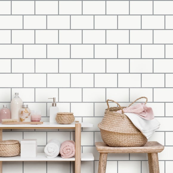 Crown Metro Tile White Wallpaper