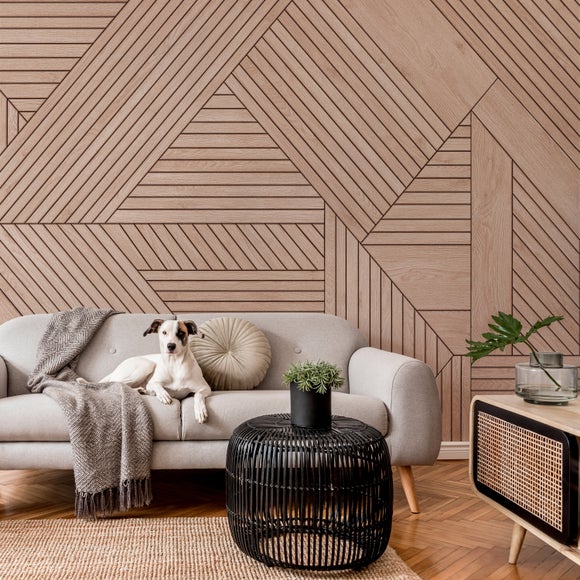 Geometric Wooden Panelling Wall Mural