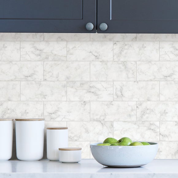 InHome Grey Marble Self Adhesive Backsplash Sticky Back Plastic