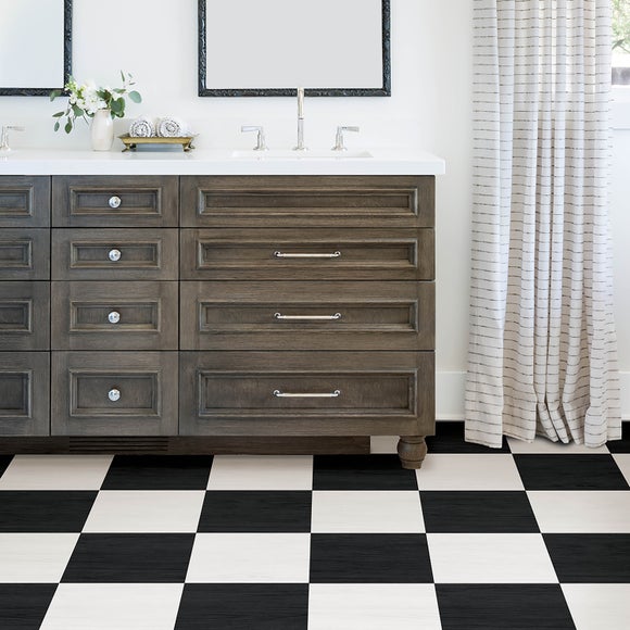 Lawrence Black & White Peel and Stick Floor Tiles
