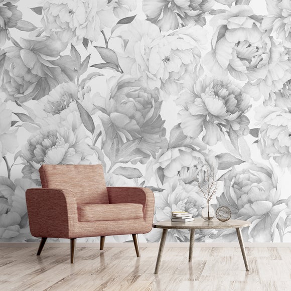 Tonal Peony Floral Wall Mural