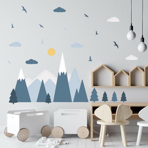 Walplus Blue Mountain Landscape Wall Stickers