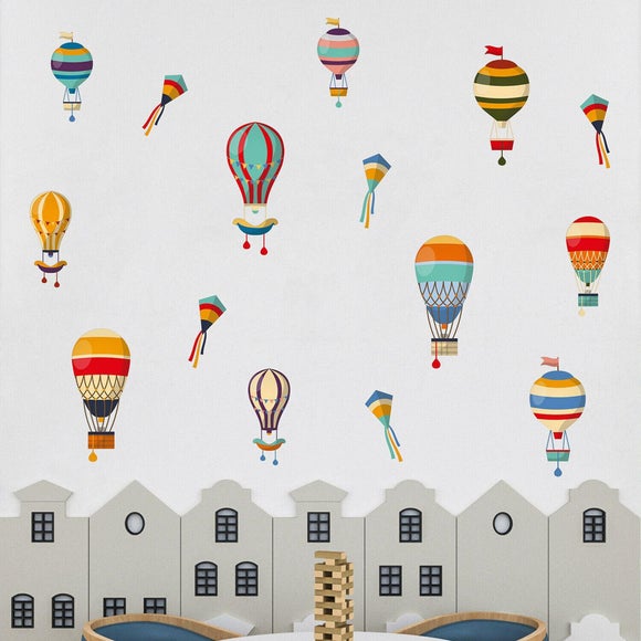 Walplus Colourful Hot Air Balloons Wall Stickers