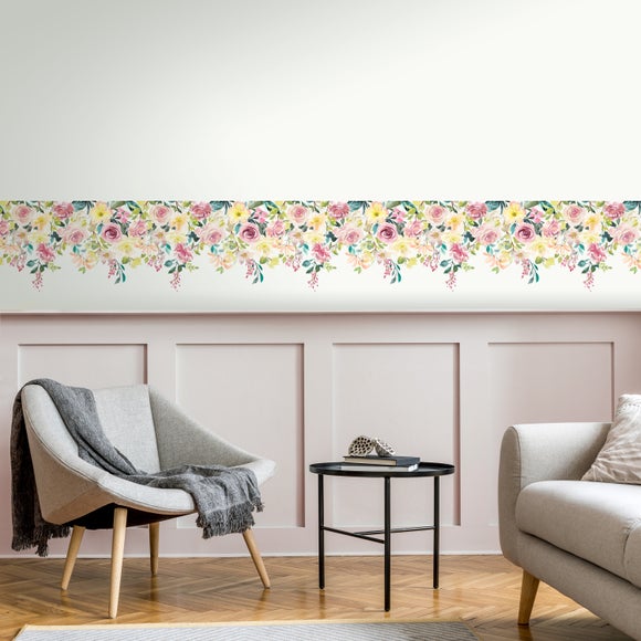 Watercolour Floral Frieze Wallpaper Border