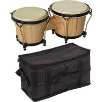 HOMCOM Wooden Bongo Drum Set w/ Sheepskin Drum Head, Percussion Instrument, Φ7.75" & Φ7" Drums, for Kids Adults, w/ Tuning Wrench   Aosom UK