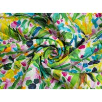 Minerva Exclusive Brushstroke Blooms Pre Quilted Reversible Coating Fabric