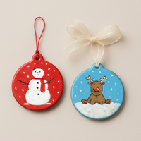 Christmas Tree Bauble – Flat Tree Decoration – Bisque Blanks x12